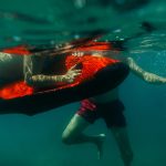 underwater scooter seabob unidentified man dive snorkling deep sea water